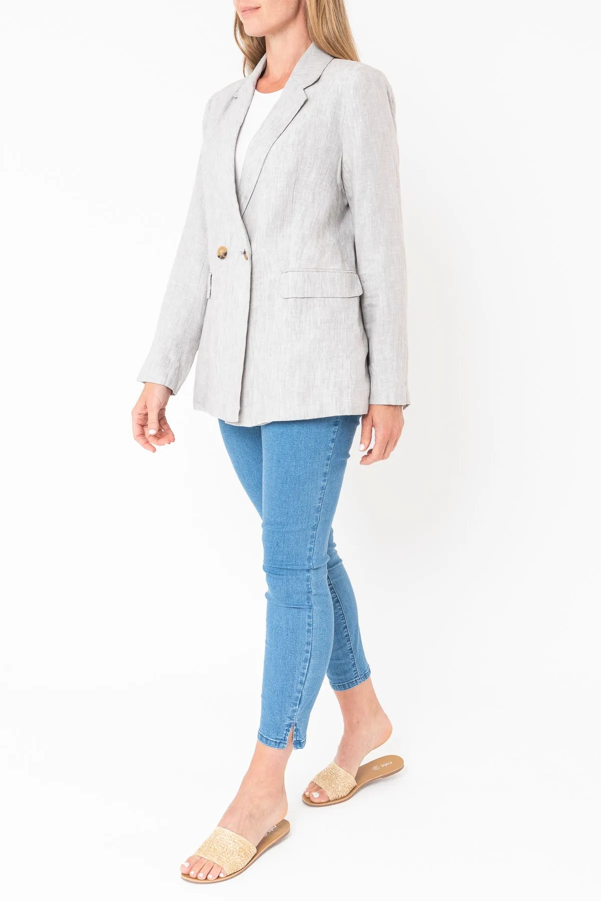 Linen Blazer - Pewter