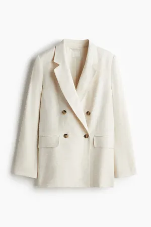 Linen-blend blazer