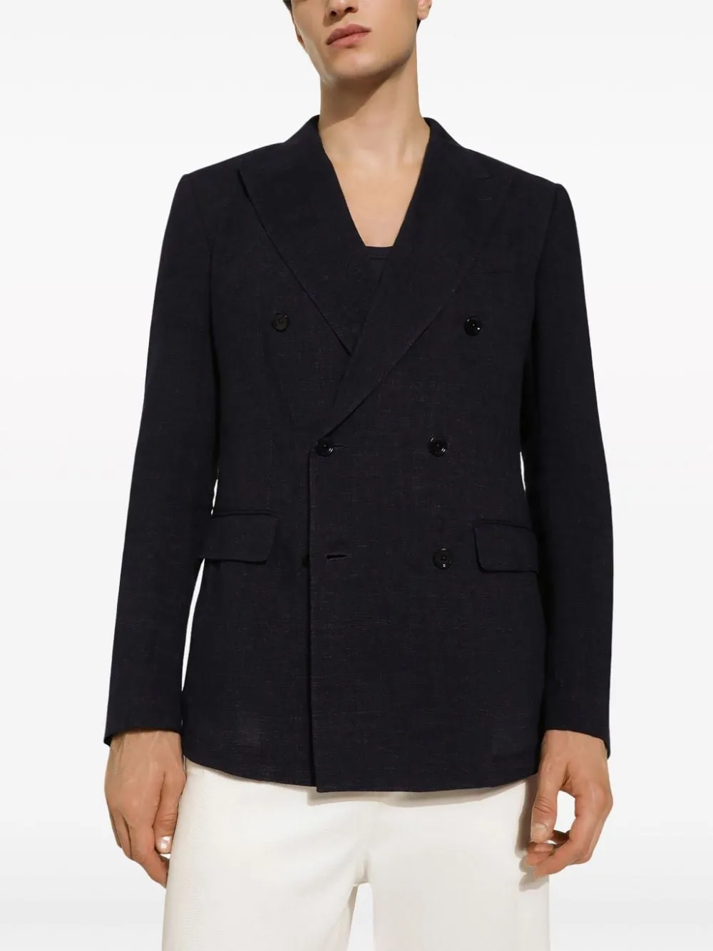 Linen double-breasted jacket