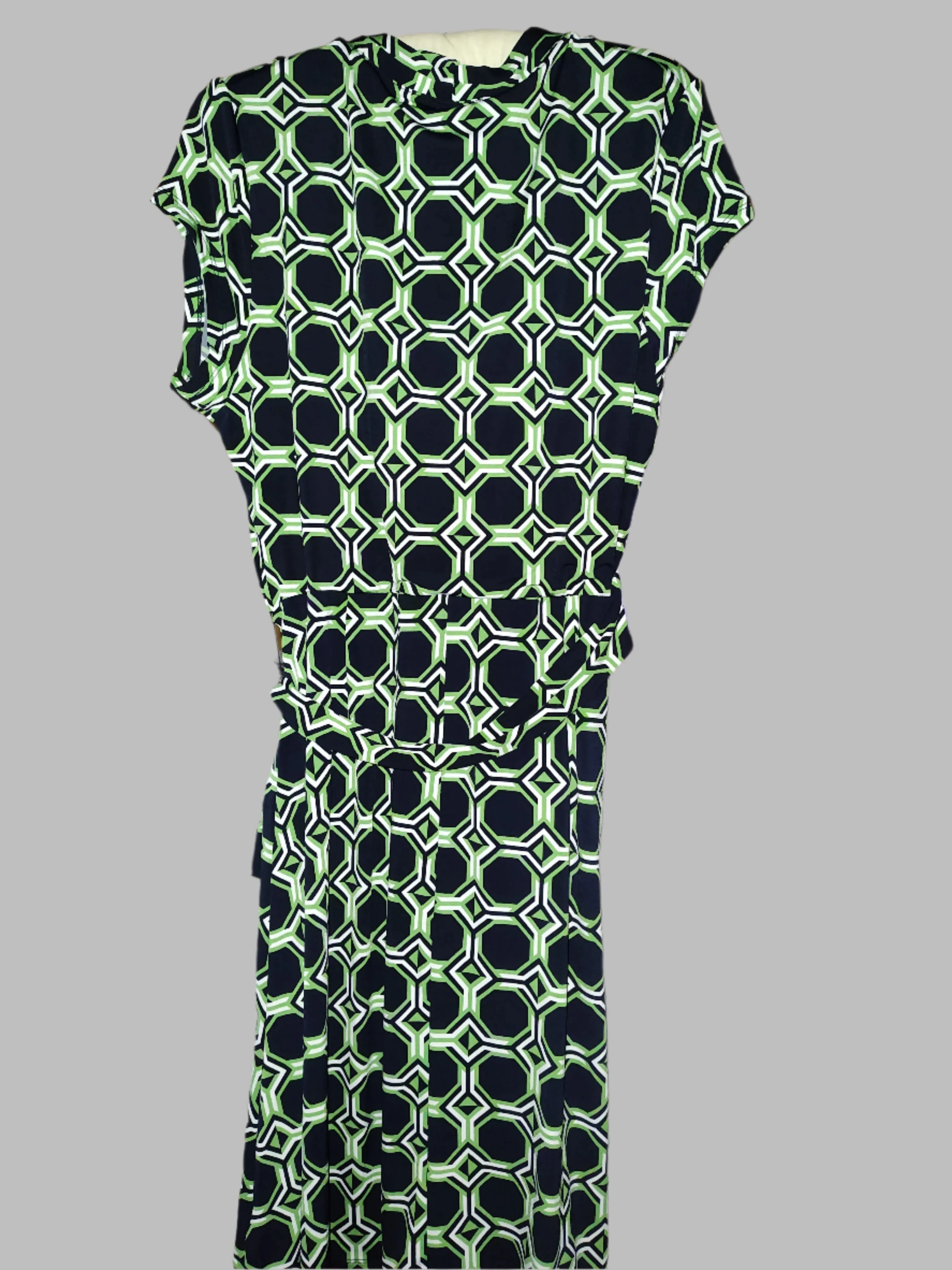 Liz Claiborne Black & Green Wrap Midi Dress with Belt Tie - size L