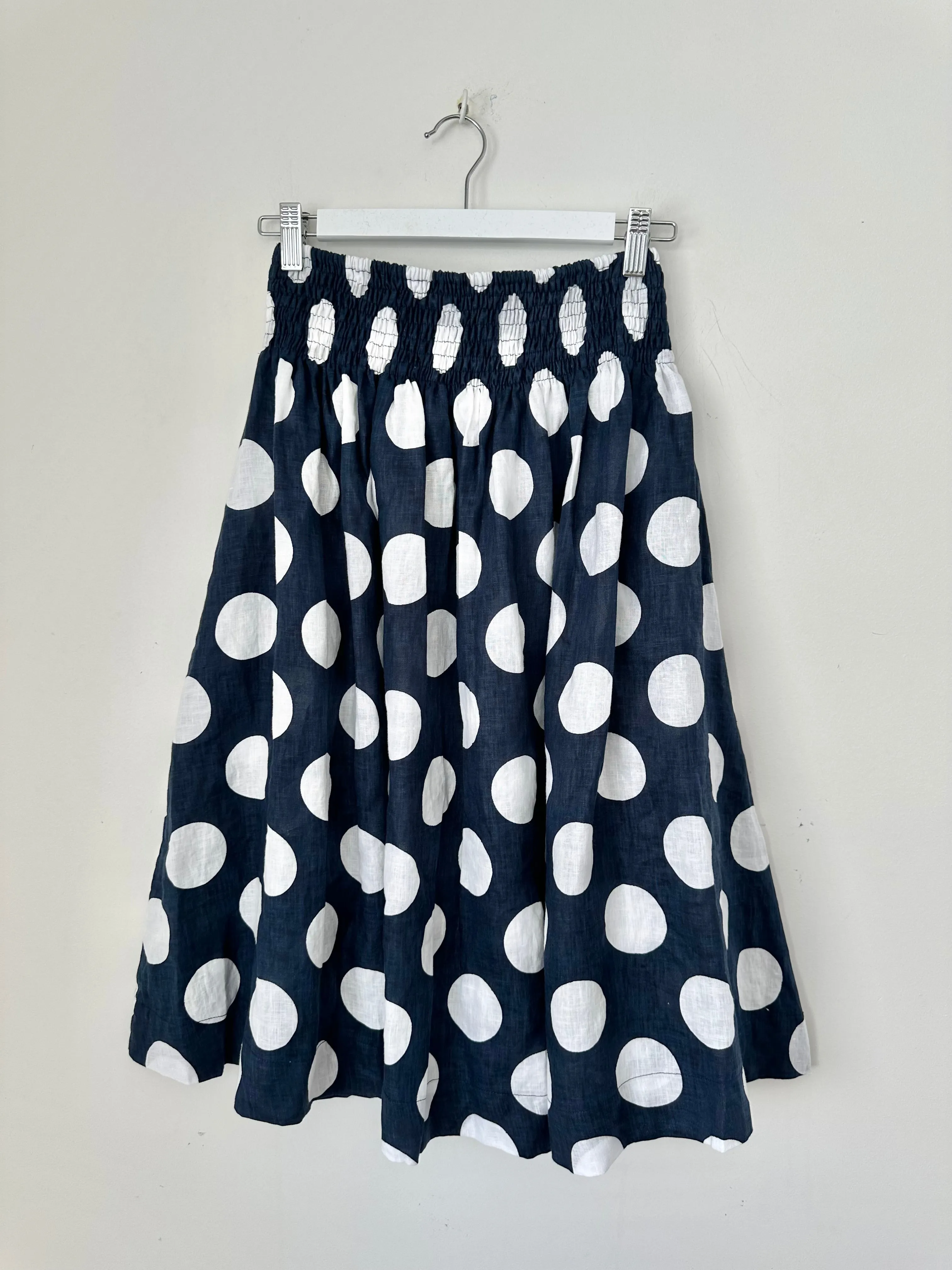 lola skirt - big navy spot linen