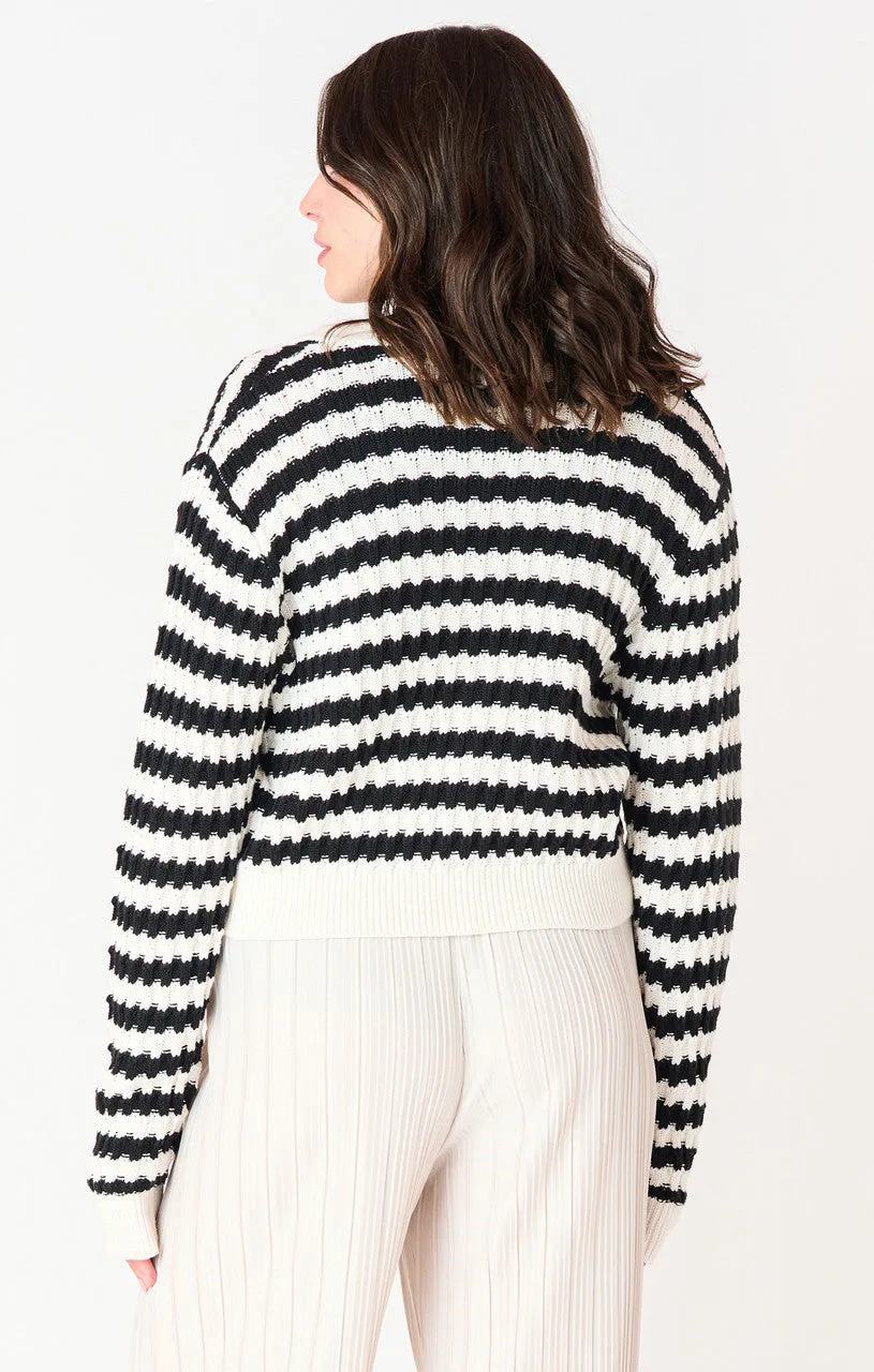 LS TEXTURED STRIPED CARDIGAN