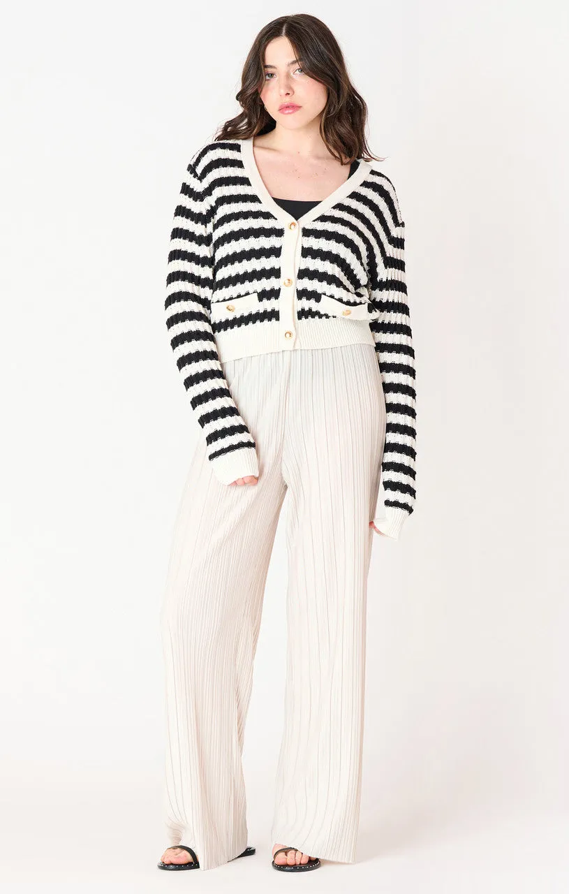 LS TEXTURED STRIPED CARDIGAN