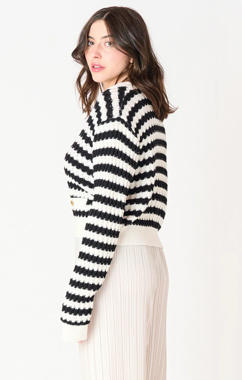 LS TEXTURED STRIPED CARDIGAN