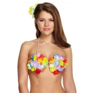 Luau Hawaiian Multi Coloured Flower Bra