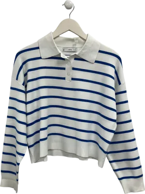 MANGO White Collar Striped Jumper UK M