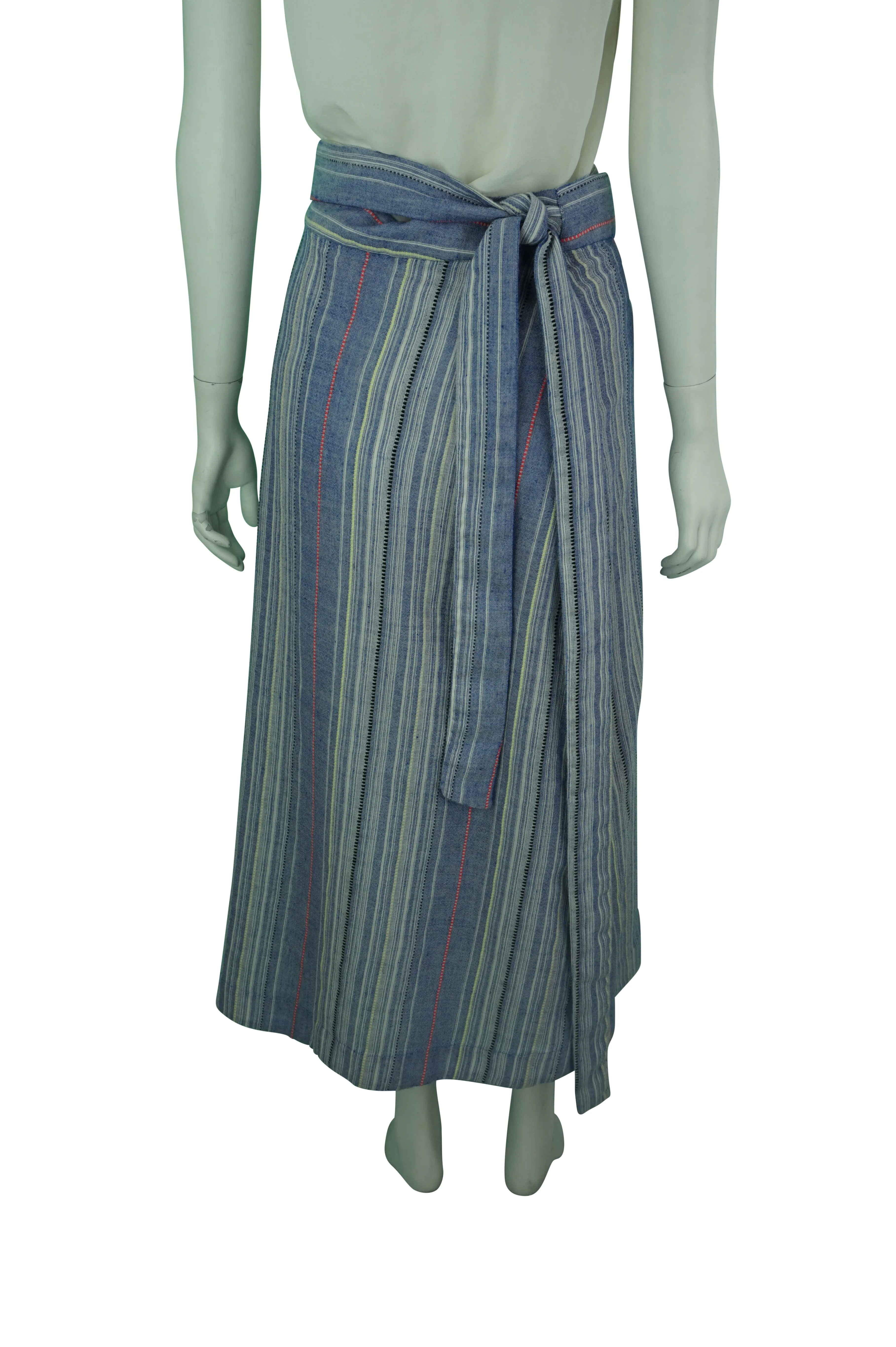 Marisole Striped Wrap-Around Long Skirt