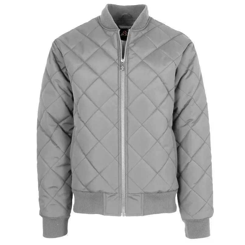 Men's Quilted Bomber Jacket in Grey