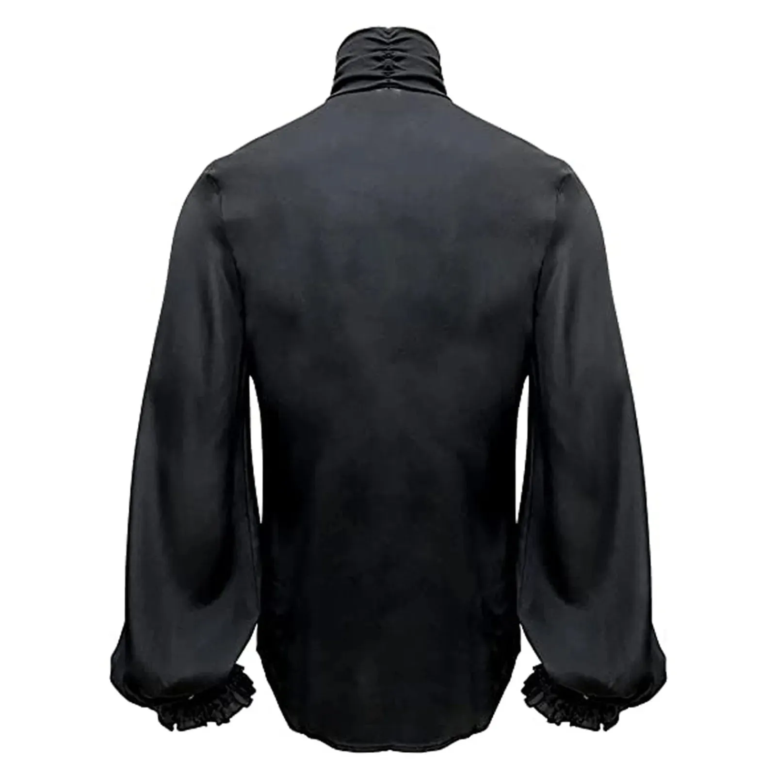 Men's Vintage Medieval Shirts And Blouses Ruffle Lantern Sleeve Stand Neck Shirts Renaissance Victorian Black White Blouses Tops