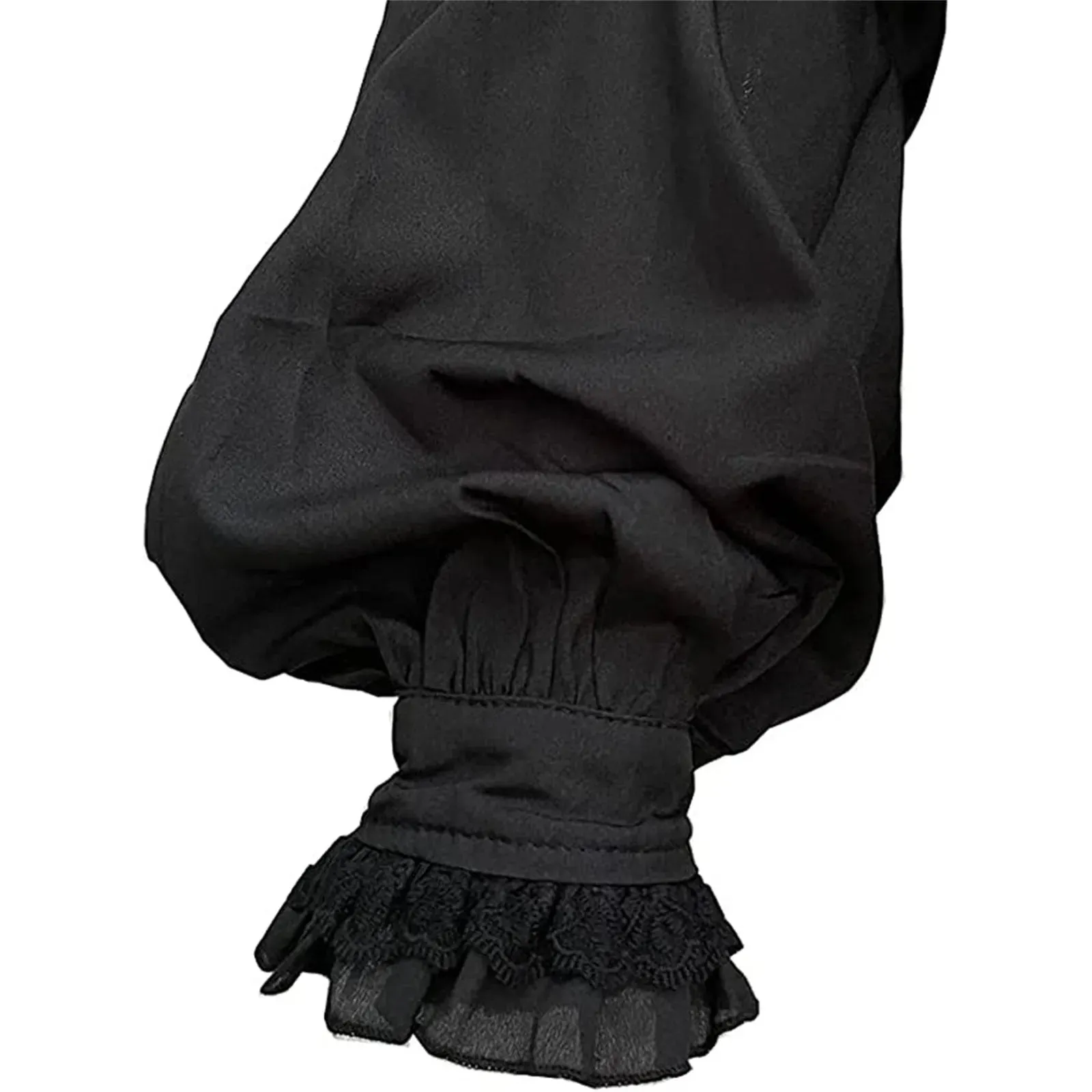 Men's Vintage Medieval Shirts And Blouses Ruffle Lantern Sleeve Stand Neck Shirts Renaissance Victorian Black White Blouses Tops