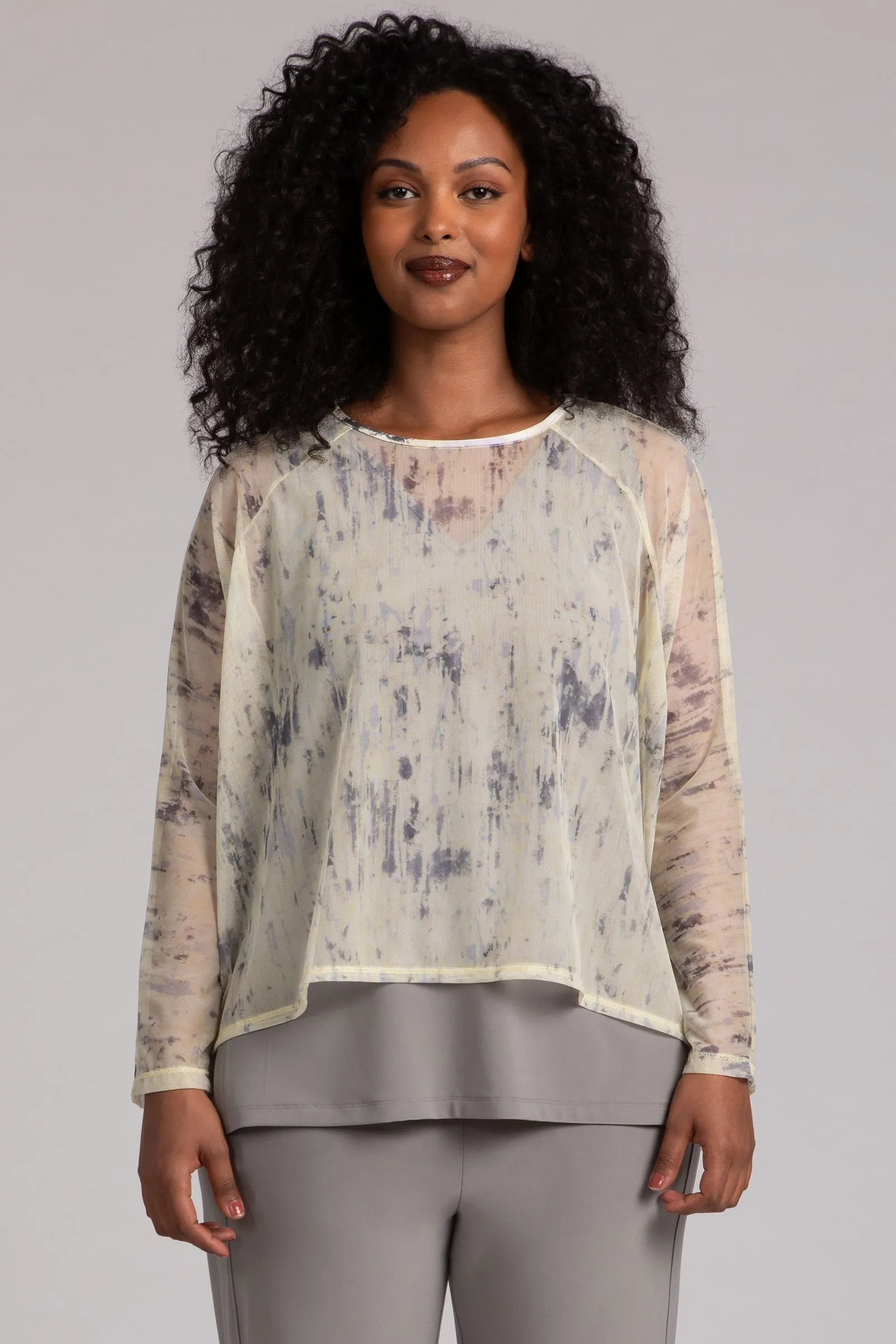 Mesh Raglan Cinch Top