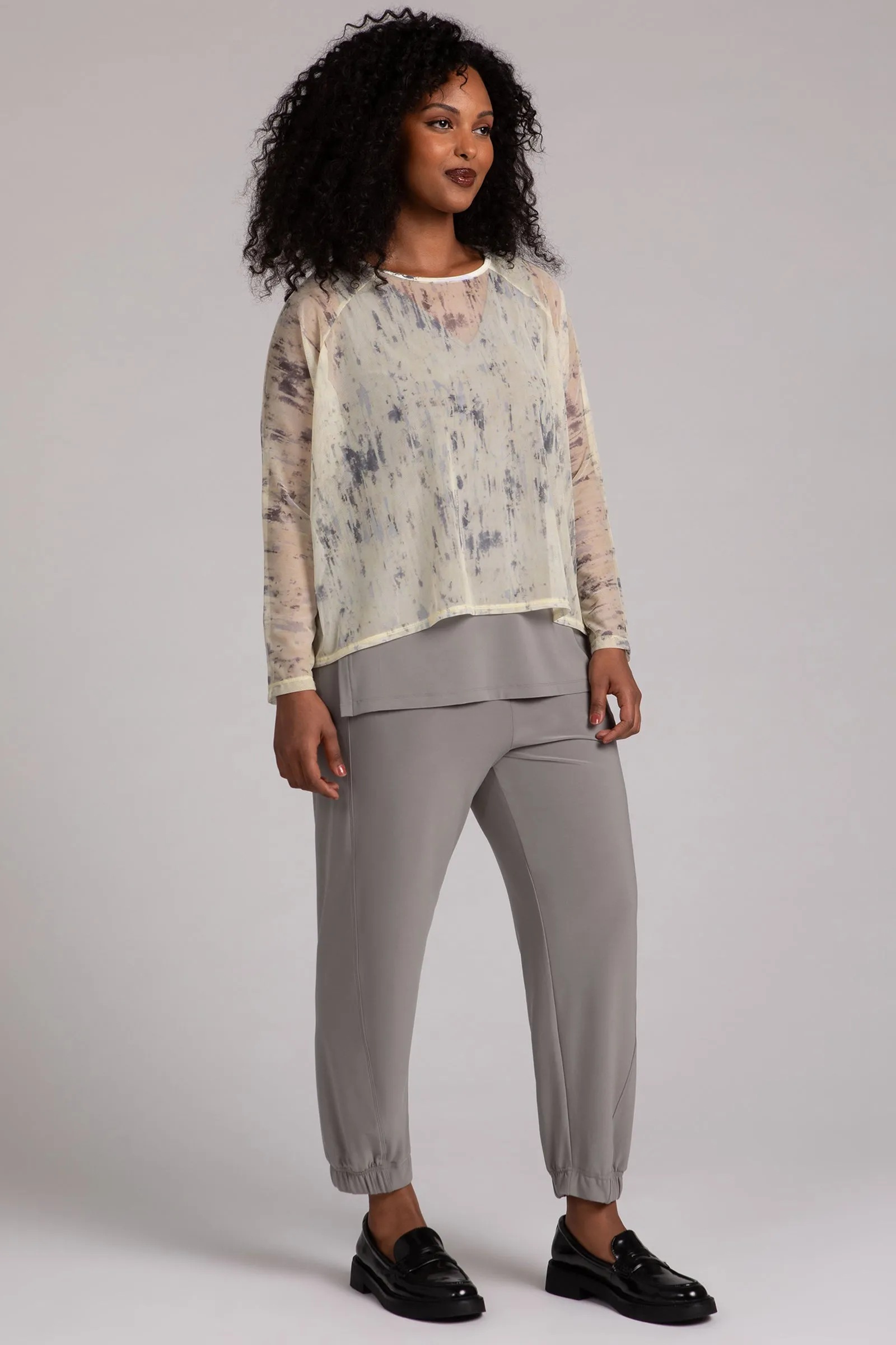 Mesh Raglan Cinch Top