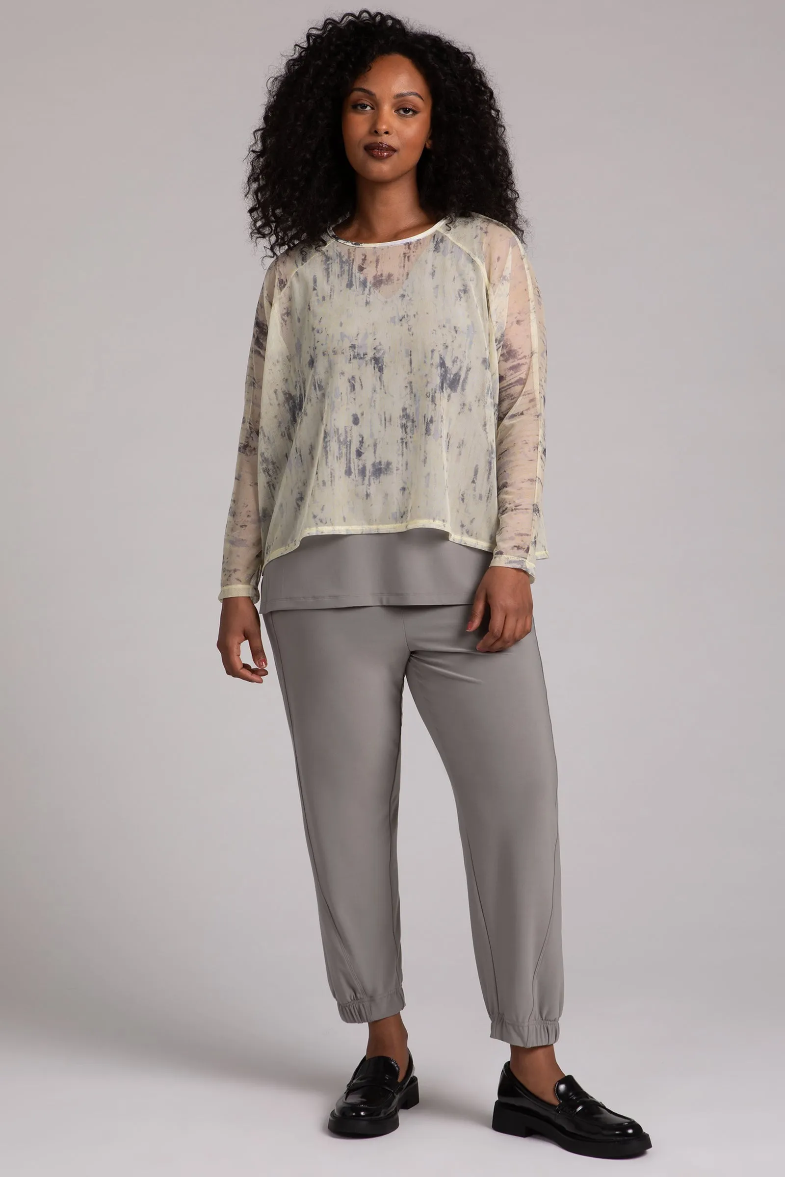 Mesh Raglan Cinch Top
