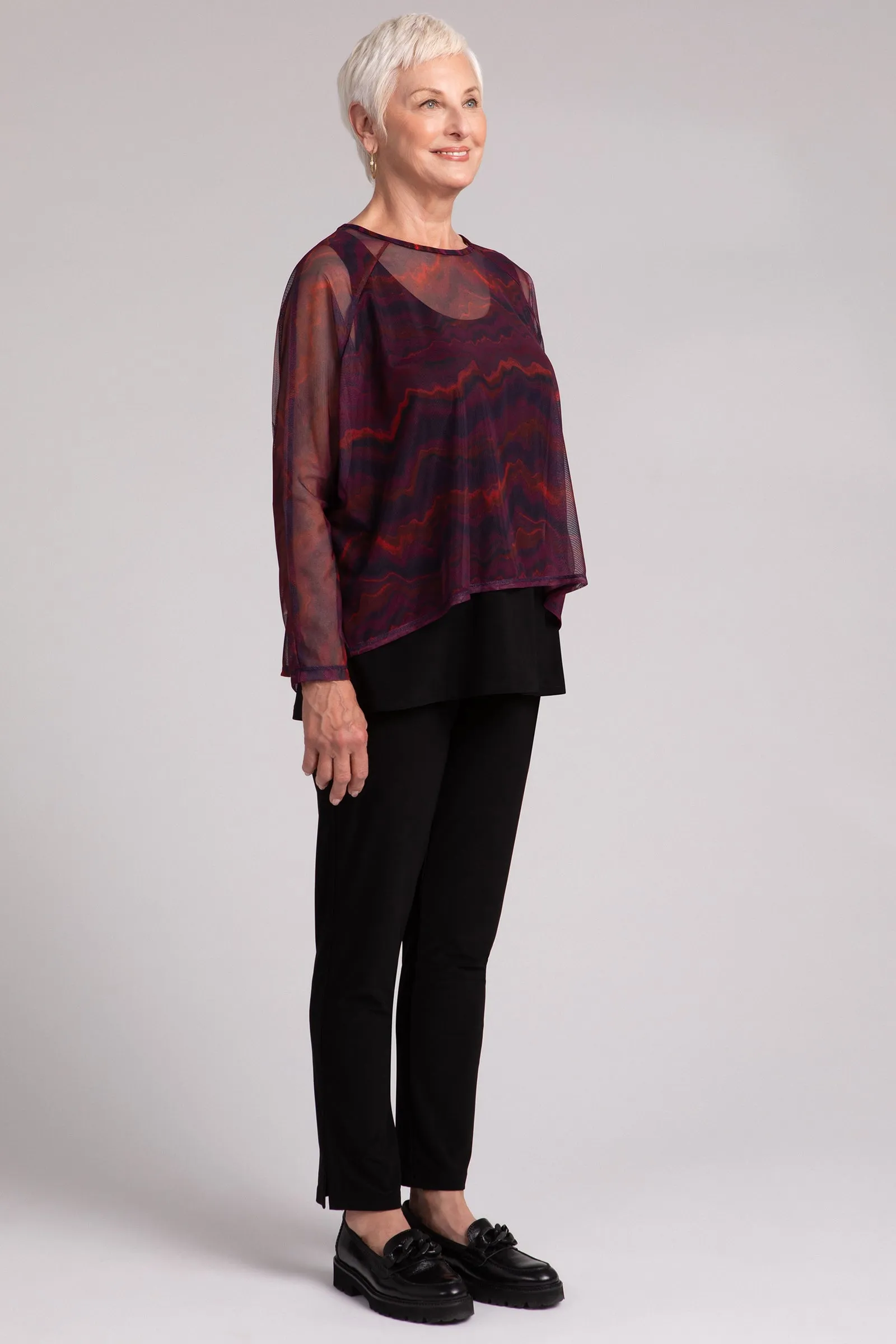 Mesh Raglan Cinch Top