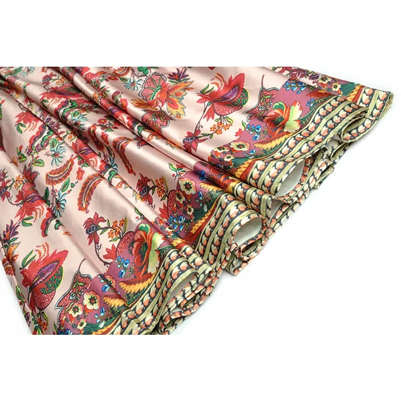 Midi Vintage Runway Bohemian Flowers Print Pleated A-Line Dress