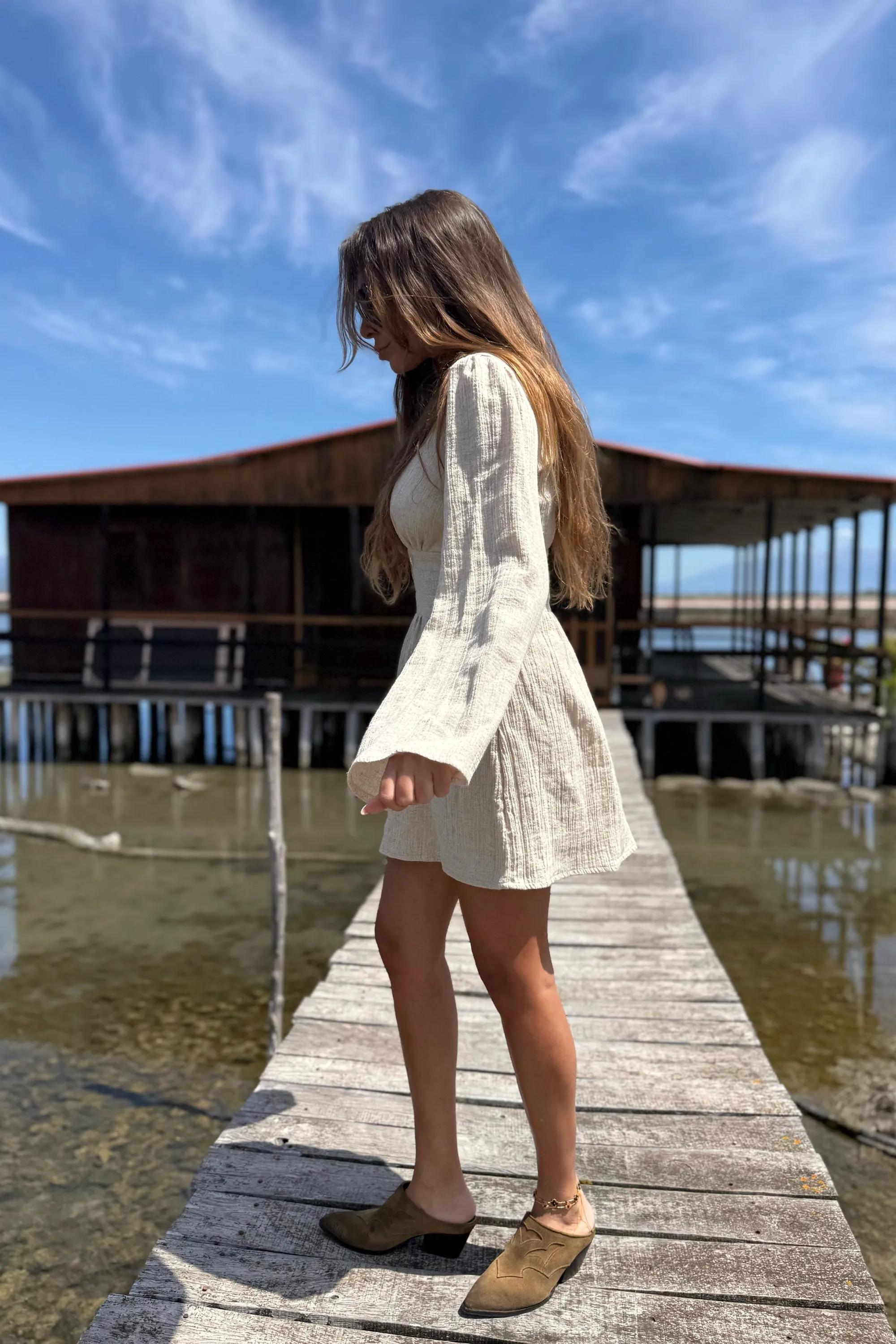 MINI PLUNGE SHELL DRESS GCM