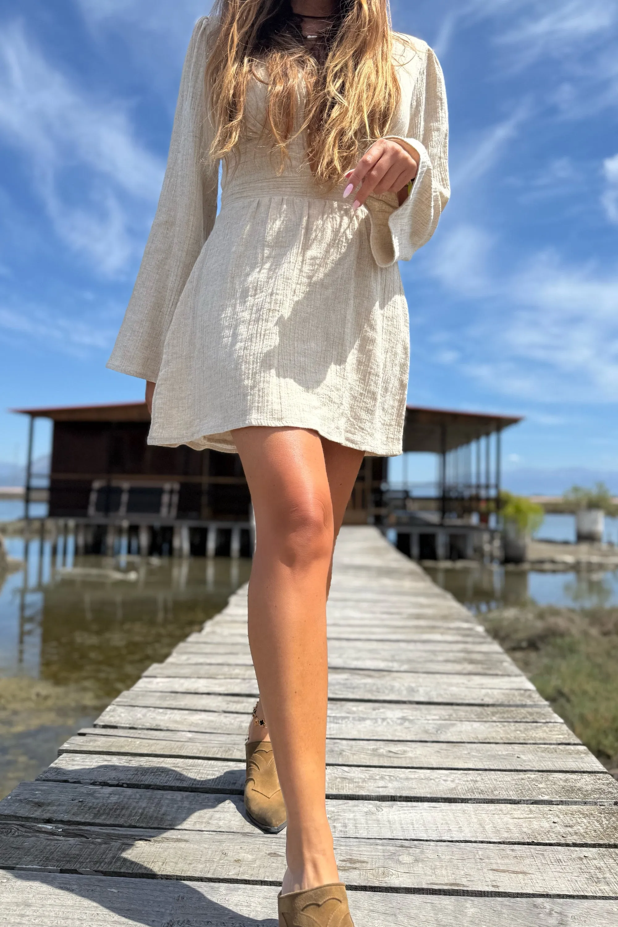 MINI PLUNGE SHELL DRESS GCM