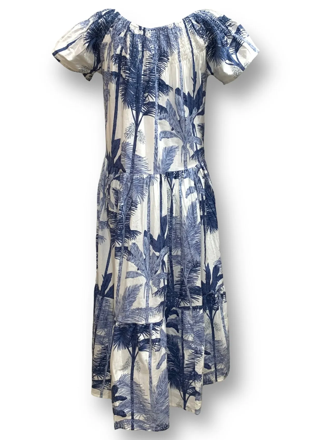 Momposina Blue Palm Leaf Dress