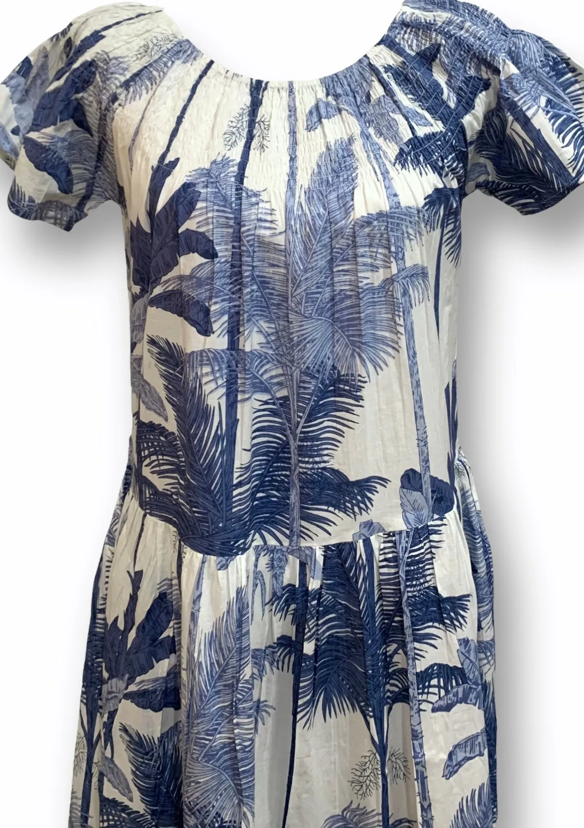 Momposina Blue Palm Leaf Dress