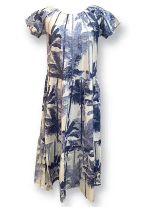 Momposina Blue Palm Leaf Dress
