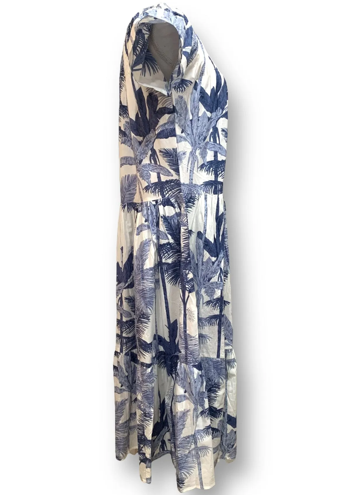 Momposina Blue Palm Leaf Dress