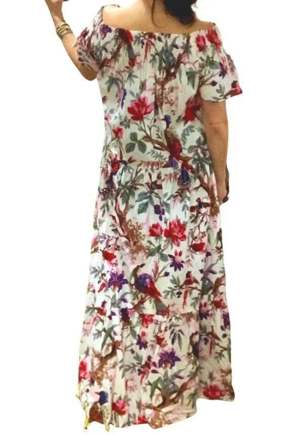 Momposina White Floral Raven Dress