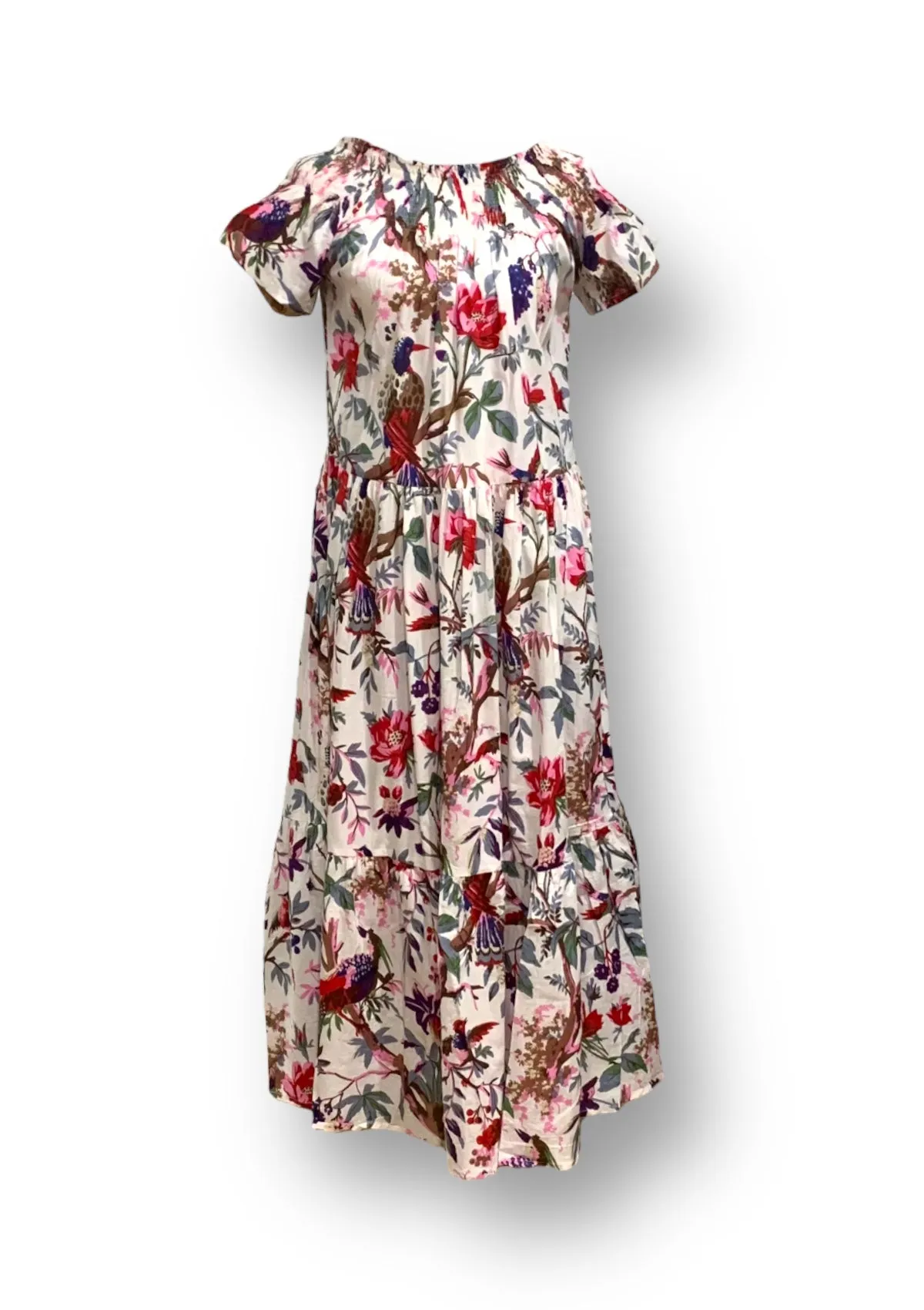 Momposina White Floral Raven Dress