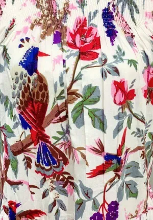 Momposina White Floral Raven Dress