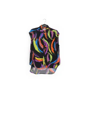 Multicolor abstract print sleeveless shirt
