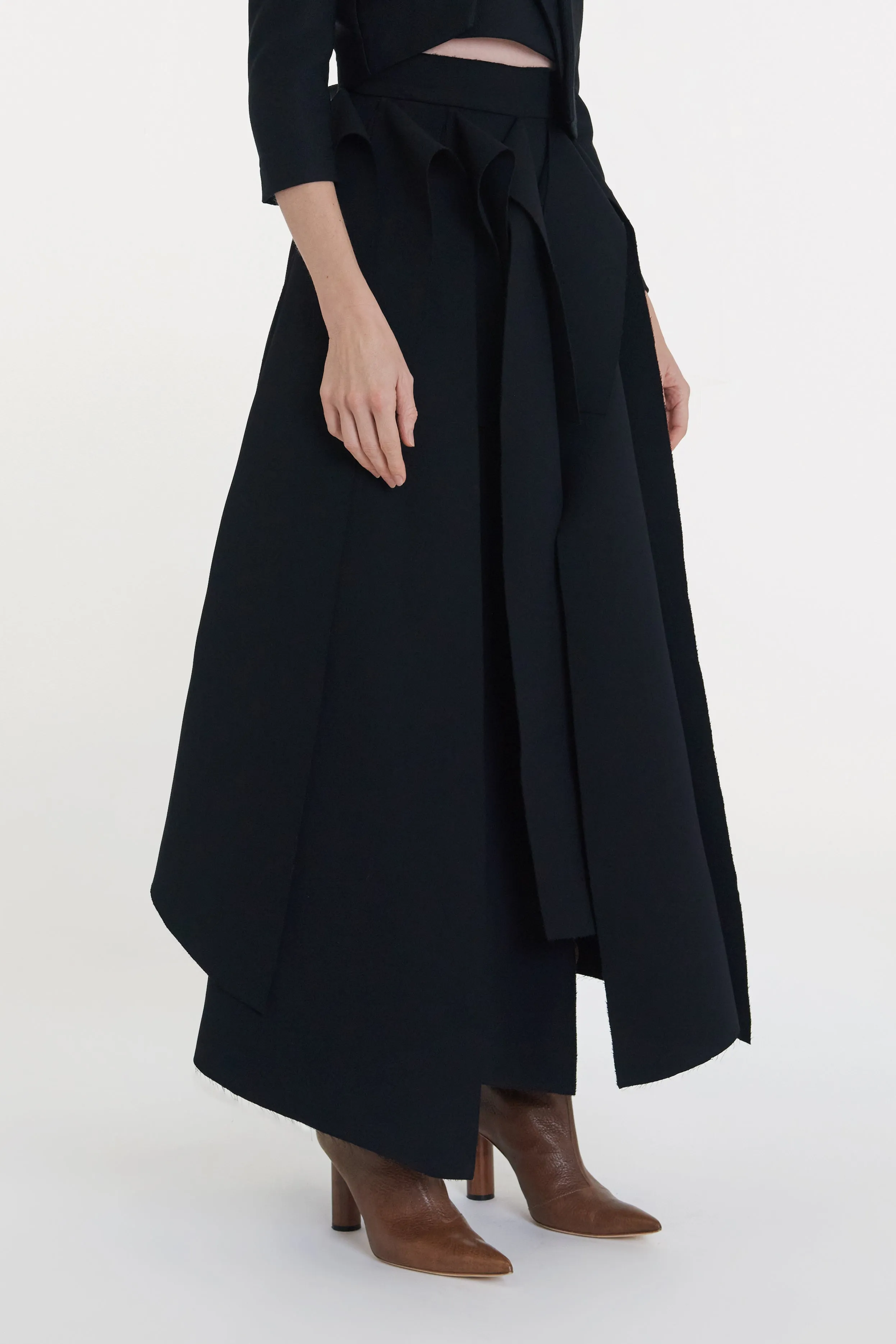 Multiple Asymmetric Panels Skirt Black