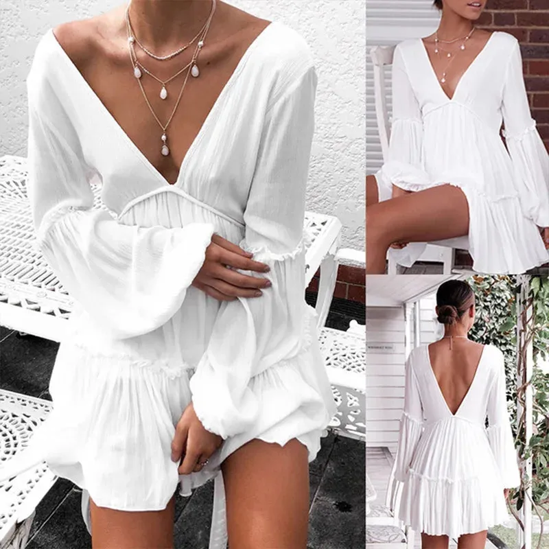 NANKEY Sexy deep v-neck backless dress