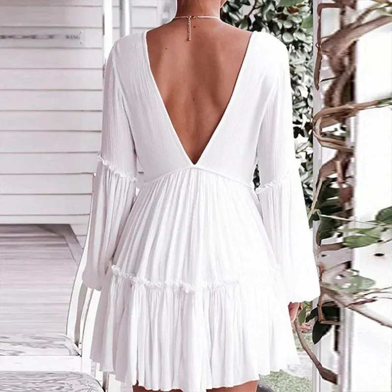 NANKEY Sexy deep v-neck backless dress