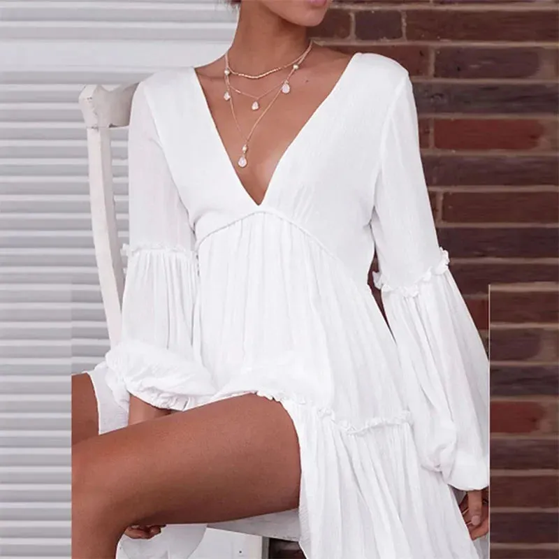 NANKEY Sexy deep v-neck backless dress