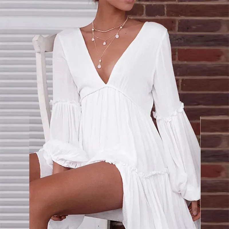 NANKEY Sexy deep v-neck backless dress