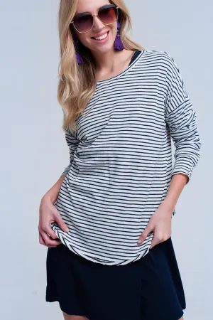Navy striped asymmetric sweater