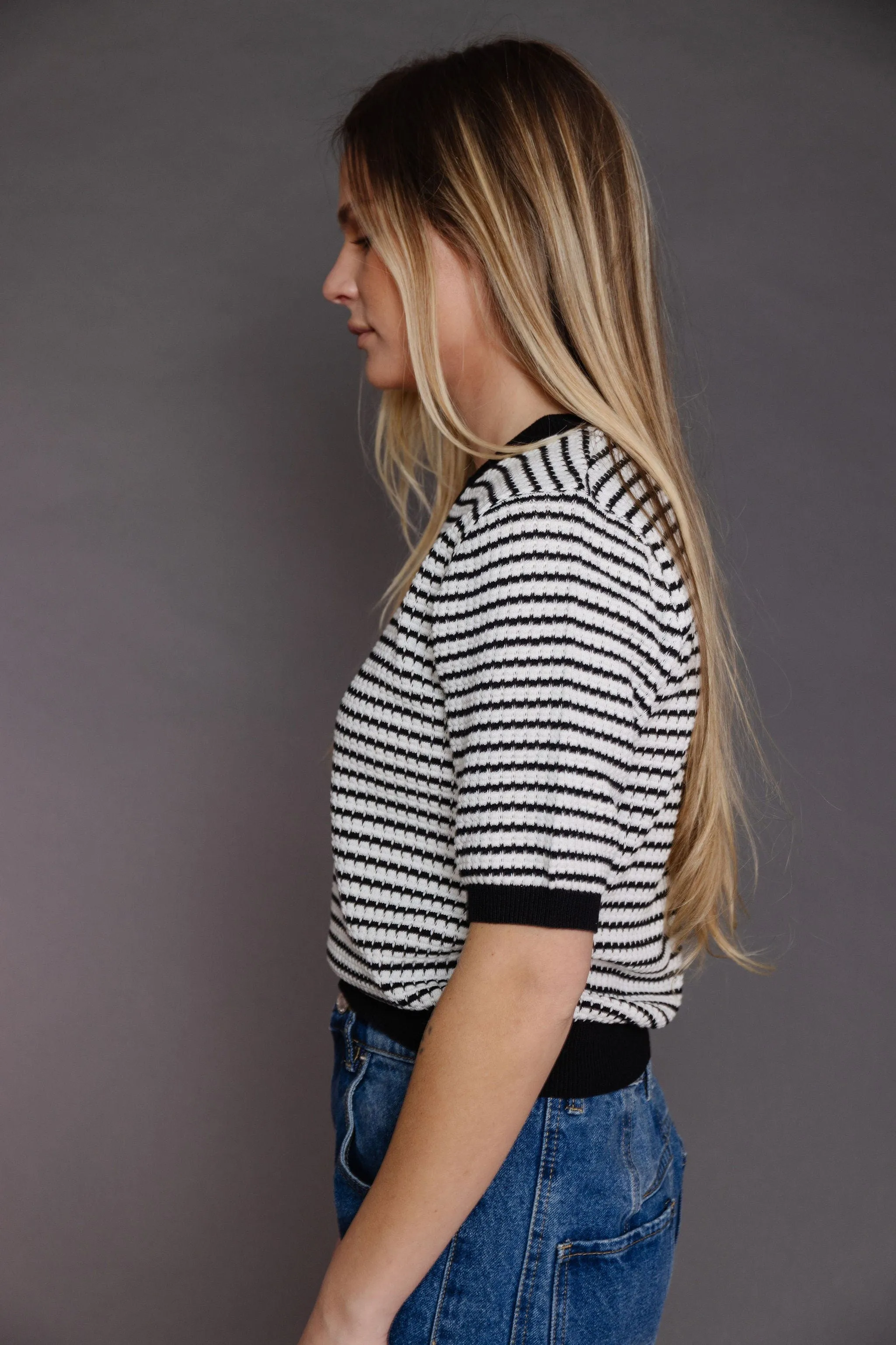 New Haven Sweater in White/Black