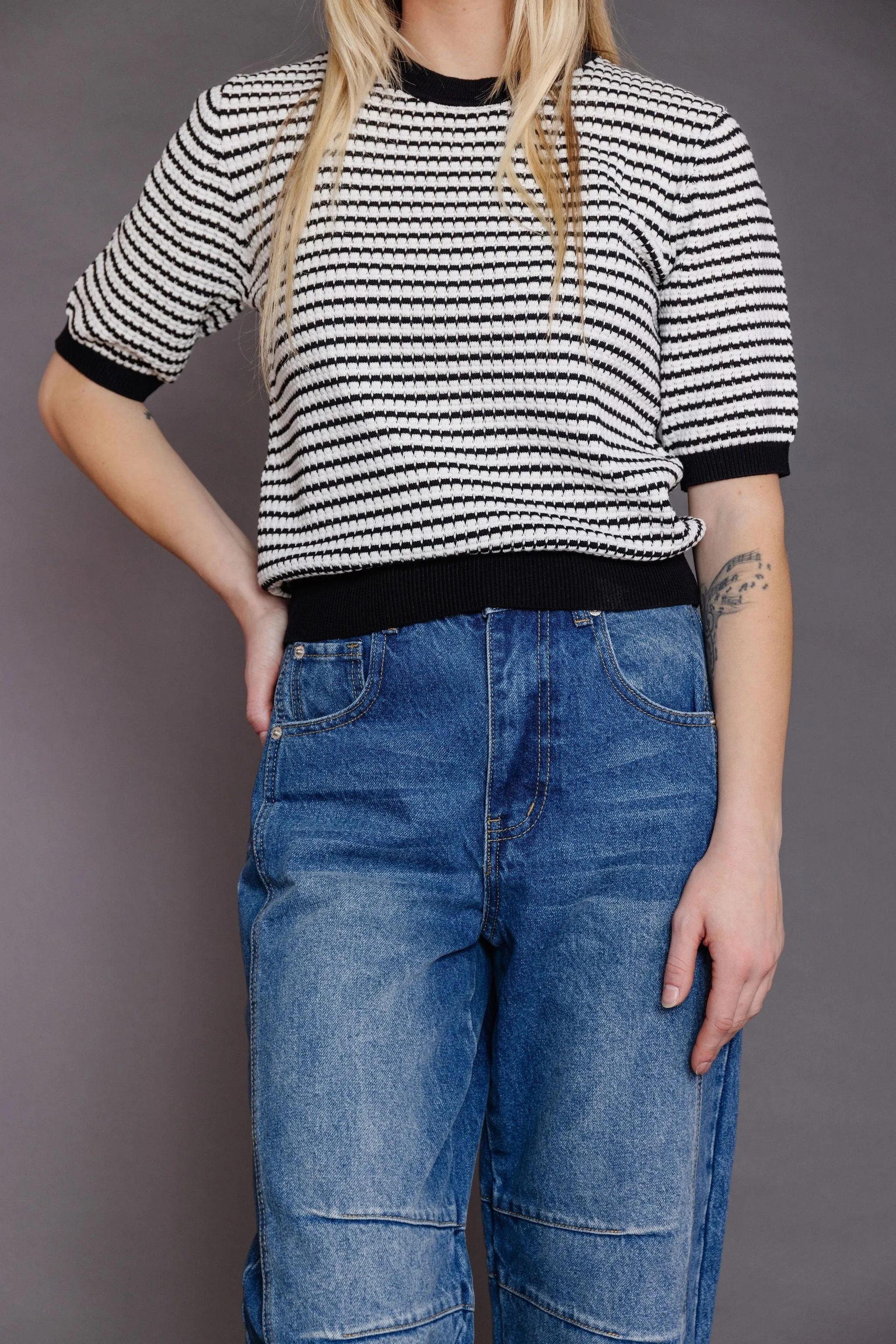 New Haven Sweater in White/Black