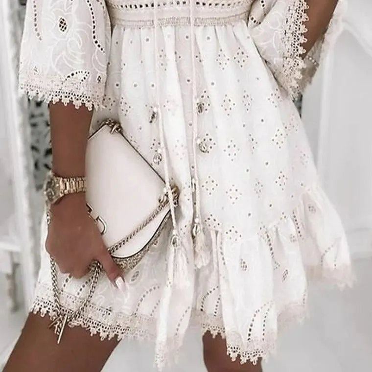 Ngoc® | Bohemian Dress With Lace Details