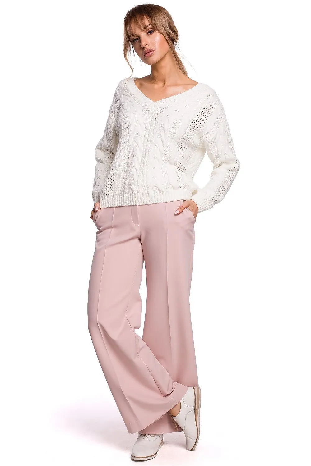 Openwork Plaid Sweater Top