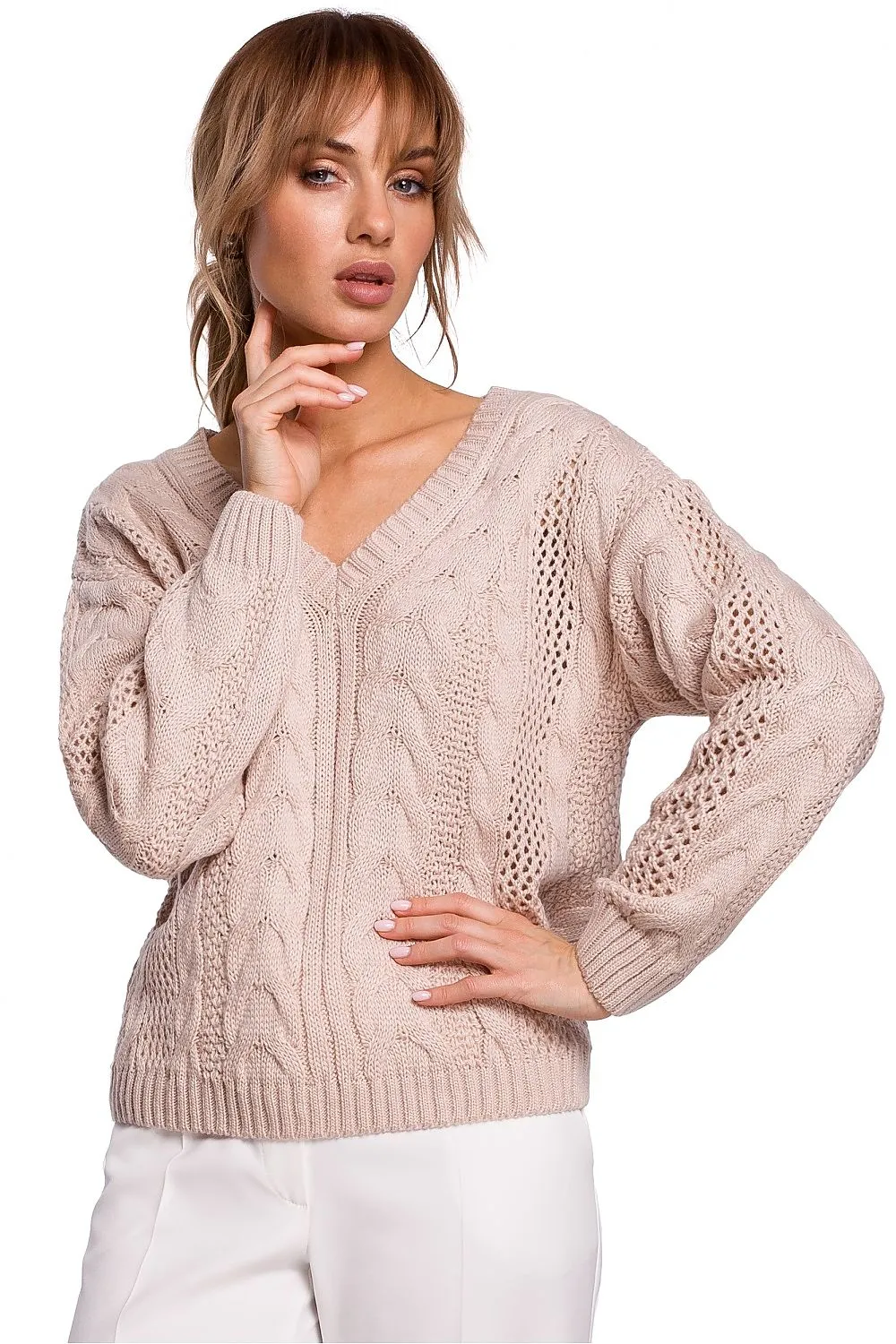 Openwork Plaid Sweater Top