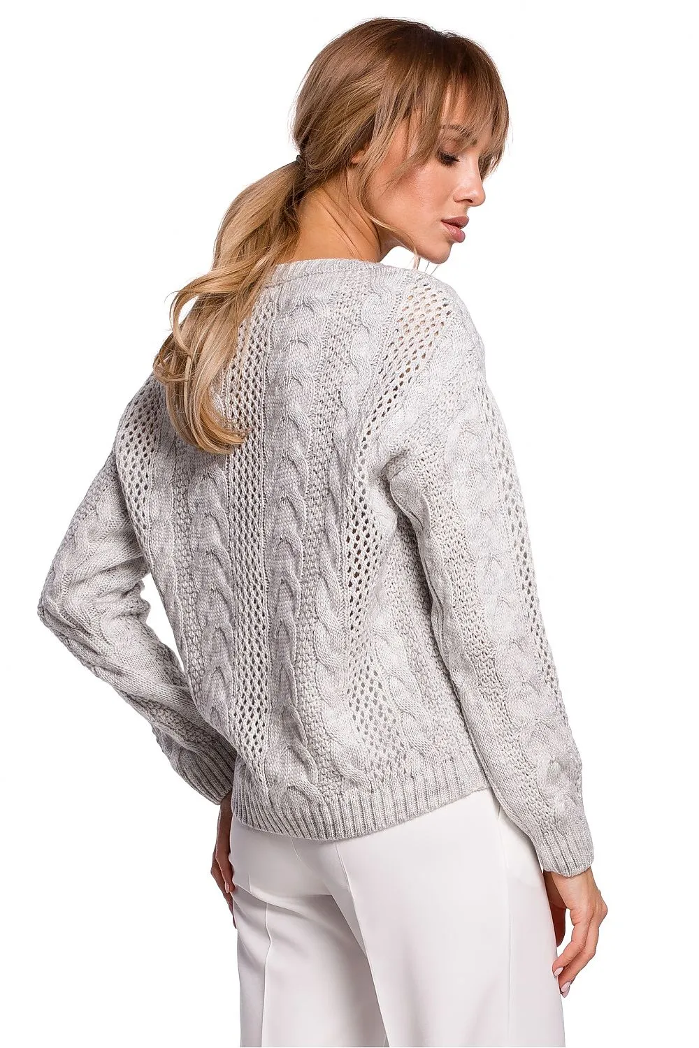 Openwork Plaid Sweater Top