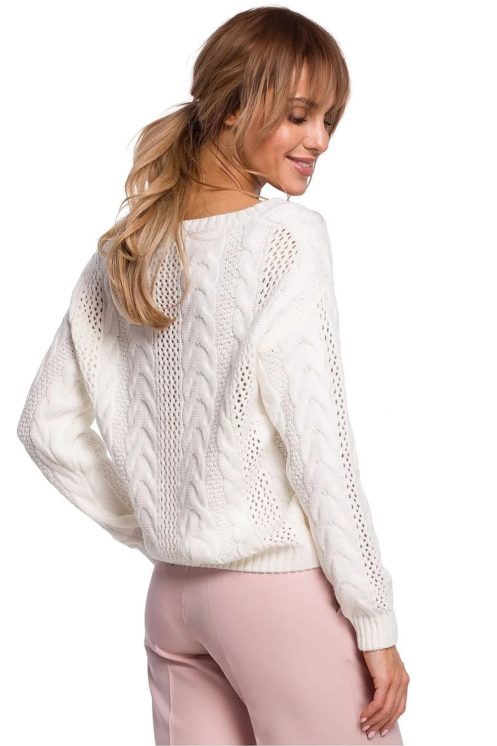Openwork Plaid Sweater Top