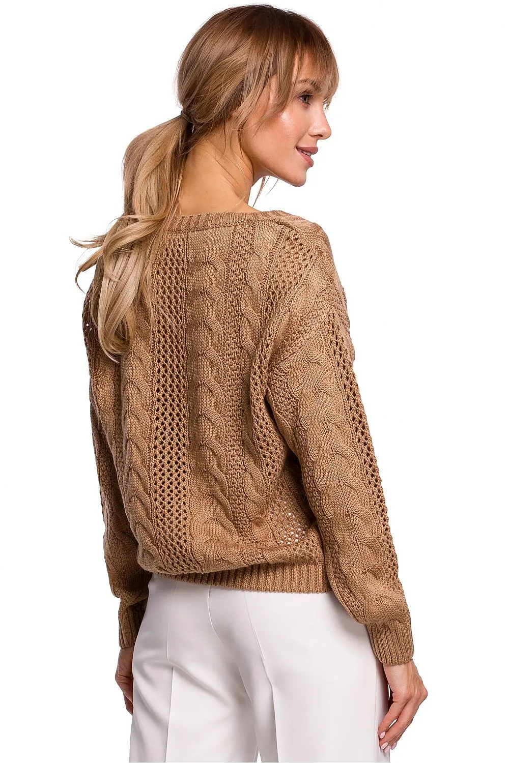 Openwork Plaid Sweater Top