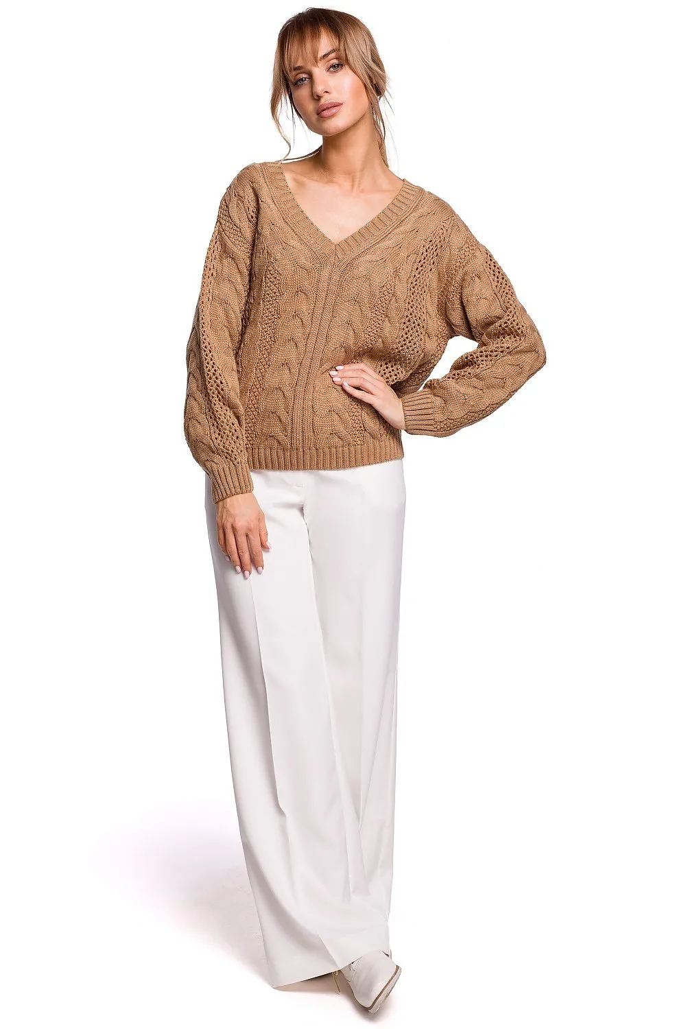 Openwork Plaid Sweater Top