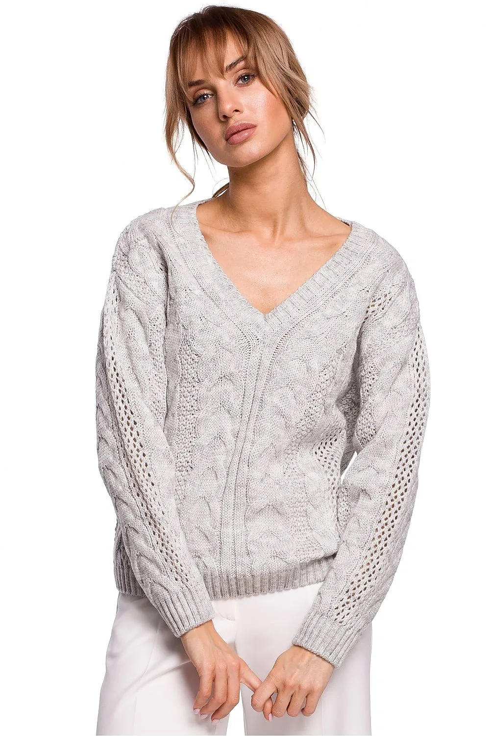 Openwork Plaid Sweater Top