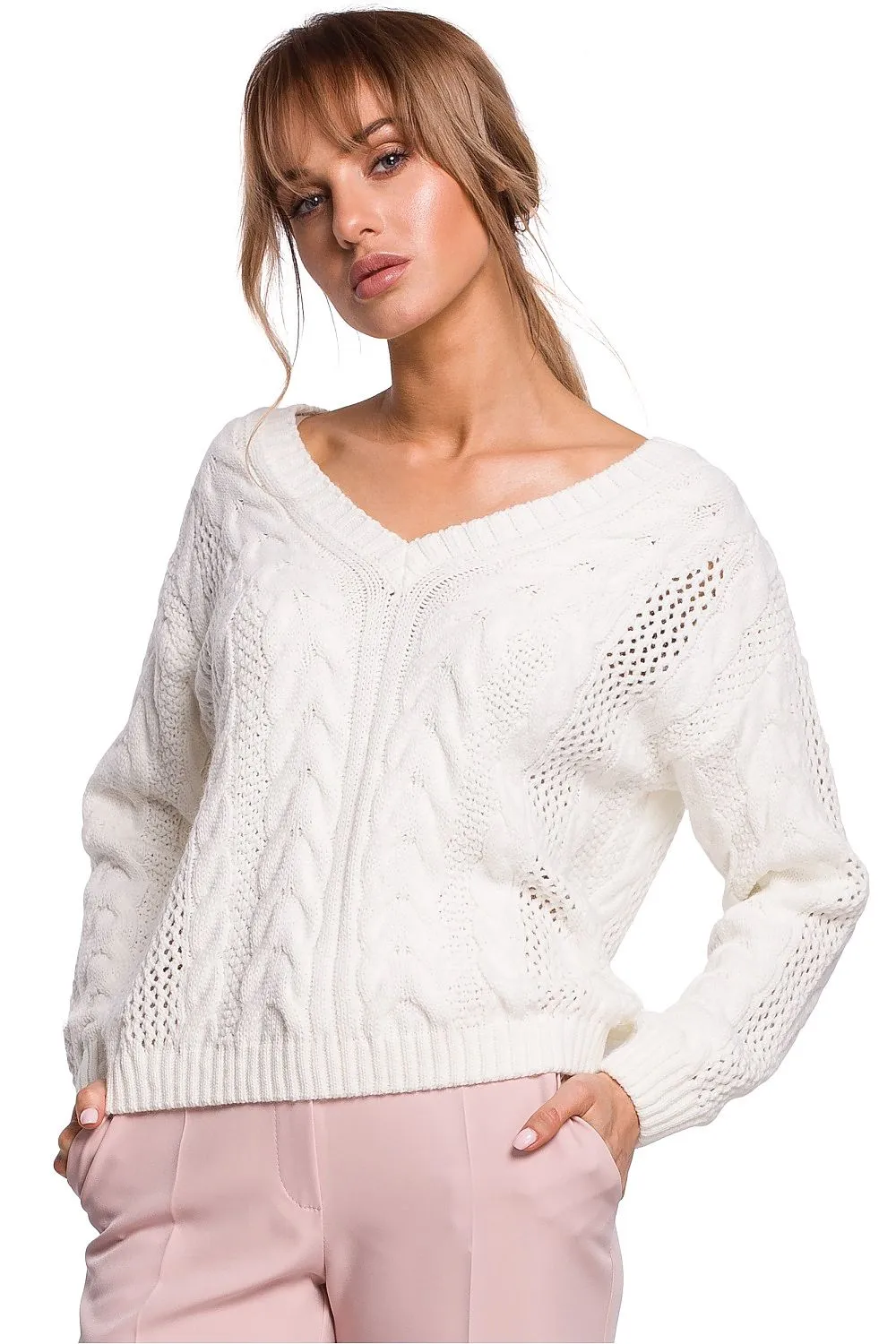 Openwork Plaid Sweater Top