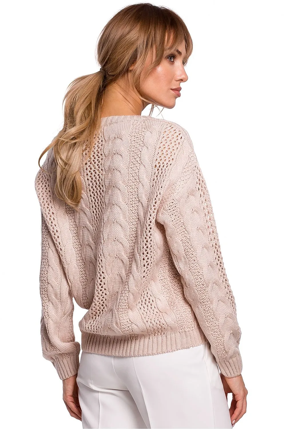 Openwork Plaid Sweater Top
