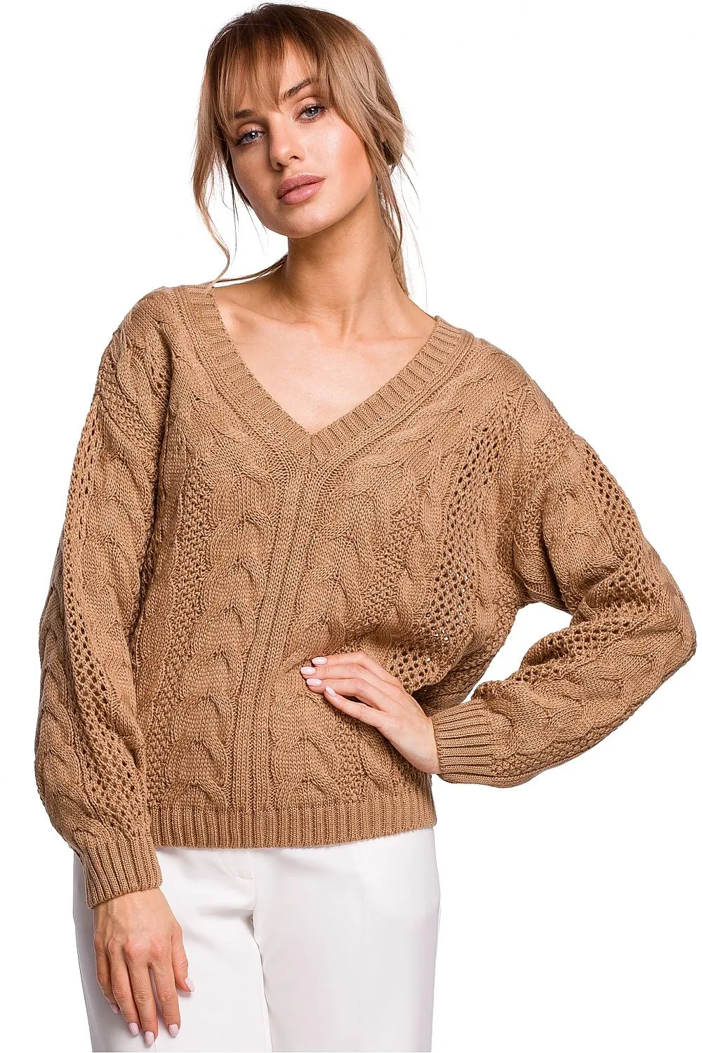 Openwork Plaid Sweater Top