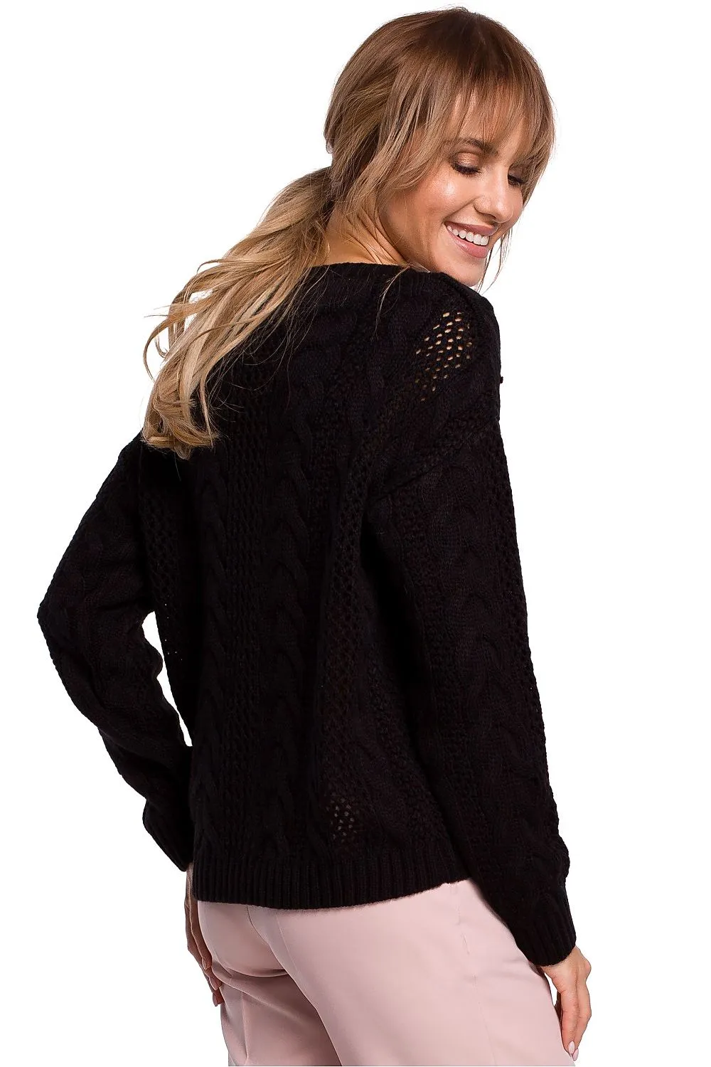 Openwork Plaid Sweater Top