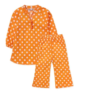 Orange 2Pc Printed Top With Trouser